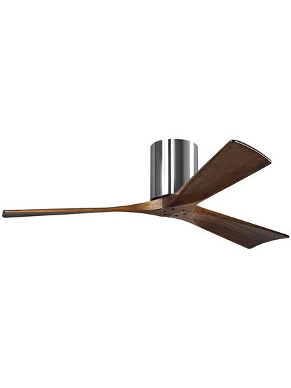 Irene 52 inch Flush-Mount Ceiling Fan with Solid Wood Blades in Polished Chrome.